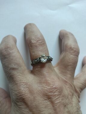 Vintage Sterling Silver And Clear Stone RJ Graziano Ring